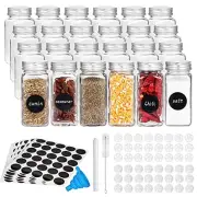 Cibeat Pcs Glass Spice Jars with Spice Labels, 4oz Empty Square Spice 24