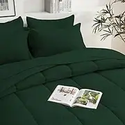 COZYART Full Comforter Set 7 Pcs, Emerald Green Bed in a Bag, All Season Lightweight Soft Reversible Bedding Set, 1 Comforter, 1 Flat Sheet, 1 Fitted Sheet, 2 Pillow Shams, 2 Pillowcases