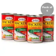 Grace Classic Mackerel in Tomato Sauce 5.5oz - 4 Pack - Canned Mackerel