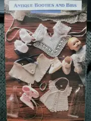 Annie's Attic Antique Booties And Bibs Crochet Pattern Leaflet