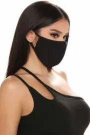 Custom Black Face Mask 3 layers solid black customized lettering or design