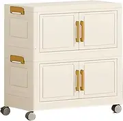 2 Tier Stackable Storage Bins with Lids, Storage Box-Closet Organizers with Wheels Heavy-Duty Collapsible Containers with Doors for Home Organization, Bedroom, Office, Dorm
