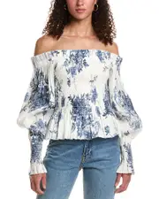 AllSaints Lara Dekorah Linen & Silk-Blend Top