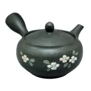 Teapot Kyusu Tokoname - SHUNJU - Black - 340 ml cc - Stainless Mesh - Dogwood