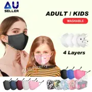 4 Layers Washable Reusable Adult Kids Face Mask Anti Pollution PM2.5 Filter OZ