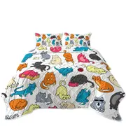 Multi Colored Cats Drawings Coverlet