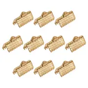 200Pcs Ribbon Crimp Clamp Ends 10mm Cord End Clasp for DIY Craft Light Golden