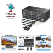 KVM Switch 3 Monitors 2 Computers, KCEVE USB 3.0 HDMI + DisplayPort 8K@30Hz/4...