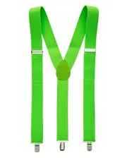 35mm WIDE SUSPENDERS Mens Adjustable Braces Clip On Trouser Elastic Y-Back - Fluro Green