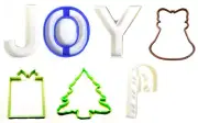 JOY J O Y LETTERS CHRISTMAS TREE BELL PRESENT GIFT CANDY COOKIE CUTTER PR1190