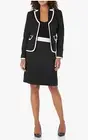 Tweed Notch Lapel Besom Pocket Zip Back A-Line Jacket & Skirt Suit Set Size 10