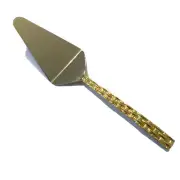 NWOT Quest Collection Basketweave Gold Silver Stainless Steel Cake Pie Server