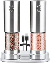 WAZIJ Electric Salt Pepper Grinder Set USB Rechargeable Adjustable Coarse and Fine Spice Grinder Kitchen Tools
