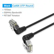 Vention IBOBI Cat6A UTP Patch Cable - 3m - Black Rotate Right Angle - Slim Type [IBOBI]