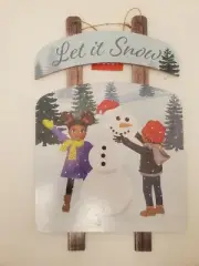 Christmas House Let It Snow Decorative Sled Door Wall Sign
