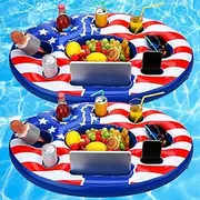 Karenhi 2 Pcs Large Capacity Bar Floating Drink Holder for Pool 9 Holes Inflatable Pool Drink Holder Floats Trays Hot Tub Drink Holder Floats Floating Pool Tray for Swim Beach Party Accessory