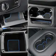 Auovo Anti Dust Mats for Volkswagen VW Tiguan Accessories 2024 2023 2022 2021 2020 2019 2018 Custom Cup Holder Door Center Console Liners Inserts for VW Tiguan (19pcs/Set) (Blue Trim)