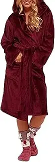 [IRYZE] Cozy Bathrobe Women Winter Shawl Bathrobe Fuzzy Robe Length Plus Size Soft Sleepwear Warm Pajamas Spa Robe Sleepwear (Color : A, Size : 3X-Large), A, 3X-Large