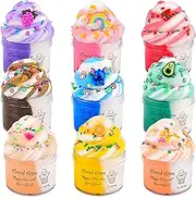 Cloud Slime Kit, 9 Pack Slimes with Peach, Watermelon, Rainbow, Blue Cute Slime Charms, Scented DIY Putty Sludge Toy Gifts for Girls and Boys
