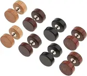 [Abbraccia] 4 Pair Cheater Faux Ear Plugs Gauges Tapers Barbell Fashion Wood Earrings