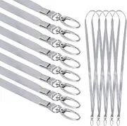 Cimeton 50Pcs Sliver Gray Badge Lanyard, Lanyards Bulk, Woven Lanyards with Swivel Hook Clips for Office ID Name Badge Holder Key Chains