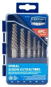 Century Drill & Tool 73414 6 Piece Spiral Flute Screw Extractor Set