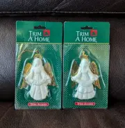 Vtg Trim A Home Angel Figurines *Merry Christmas & Peace* Kmart Ornaments