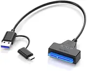 1FT SATA to USB 3.1 Adapter Cable with DC Power Port & Type-C Connector - 6Gbps High-Speed Data Transfer for 2.5"/3.5" HDD/SSD, Dual LED Indicators, Plug & Play for Windows/Mac