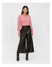 [Veronika Maine] Georgette Gathered Shoulder Top in Pink