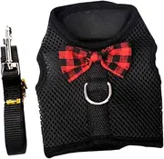 Happyyami 1 Set Pet Leash Pet Vest Harness Small Pet Rabbit Walking Leash Pet Harness Control Handle Dog Chest Straps Pet Chest Back Strap Pet Dog Harness Leash Travel Vest Black Nylon