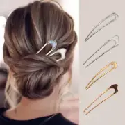 Hair Stick Smooth Surface Gift U-shape Hair Fork Metal Hairpins Barrette Elegant