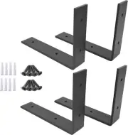 OVOV 4 Pieces Iron Steel Shelf Bracket Heavy Duty Thicken L 10inch, Black