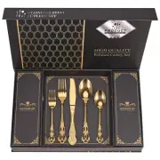 Retro Royal Gold Silverware Set With Gift Box, 20-Pieces Cutlery Set Utensils...