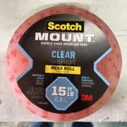 Scotch Clear Double-Sided Mega Roll Mounting Tape, 1" x 12.5 yd, Holds 15 lbs
