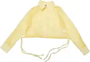 [Allegra K] Women's See Through Top Long Sleeve Drawstring Hem Button Down Cropped Mesh Sheer Jacket