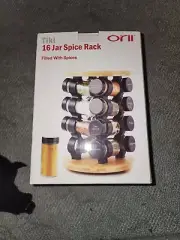 orii tiki 16 jar spice rack With Spices gsr2721 Black Bamboo