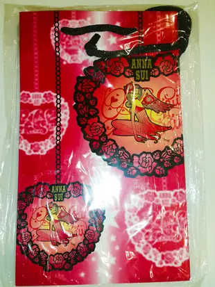 全新 ANNA SUI 薔薇花 紙袋  購物袋 黑色薔薇 名牌精品提袋 交換禮物聖誕禮袋 2個一組專櫃正品7 1元起標