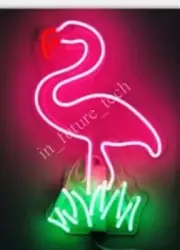 Pink Flamingo Grass Acrylic 14" Neon Lamp Sign Light Gift Show Home Party EM