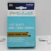 Brother P-Touch 1/2" Label Black on Gold Geometric Pattern