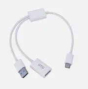 Powered USB-C USB Type-c Male to USB Type-A Female OTG Adapter Cable with USB Power Supply for Apple ipad pro air 11 13 (White)