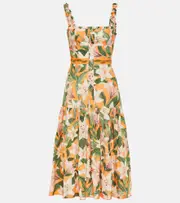 [Agua by Agua Bendita] Agua by Agua Bendita Nispero floral linen midi dress UK 14 orange