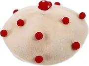 [BESTYASH] Women's Beret Hat French Style Mushroom Hat Wool Hat for Artists Painters White