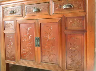 早期檜木雕花桌櫃 五斗櫃