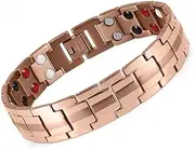 HOTPINKY Men Red Copper Double Strong Magnetic Therapy Bracelet for HOTPINKY Women Red Copper Double Strong Magnetic Therapy Bracelet Red Copper Magnetic Cuff Bracelet for Men and Women - Lucky Copper Bracelet, Round, Metal