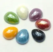 200 Mixed Color AB Teardrop Flatback Glass Cabochon Ceramic Half Pearl 6X8mm