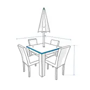 Custom Square/Rectangle Outdoor Table With Chairs Set w/ Umbrella Hole Covers