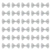 50Pcs Light Gray White Dot Polka Dot Ribbon Bow Ties 1.5"x1" Mini Bowknot