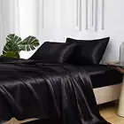 Satin Bed Sheets, Twin XL Size Sheets Set, 3 Pcs Silky Bedding Set with 15 Inche