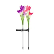 FatherCare 2-Pack Solar LED Garden Lily Lights Color-Changing for Patio Backyard (Red & Purple)