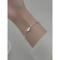 在飛比找蝦皮購物優惠-💓 簡約款925銀夏季愛心手環氣質日韓版女式彎管手鐲心形手鏈